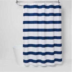 Room Essentials Target Rugby Stripe Shower Curtain White Blue Cool